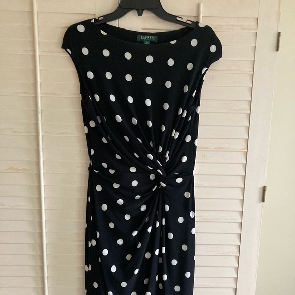 Ralph Lauren black polka dot dress. - Picture 1 of 5